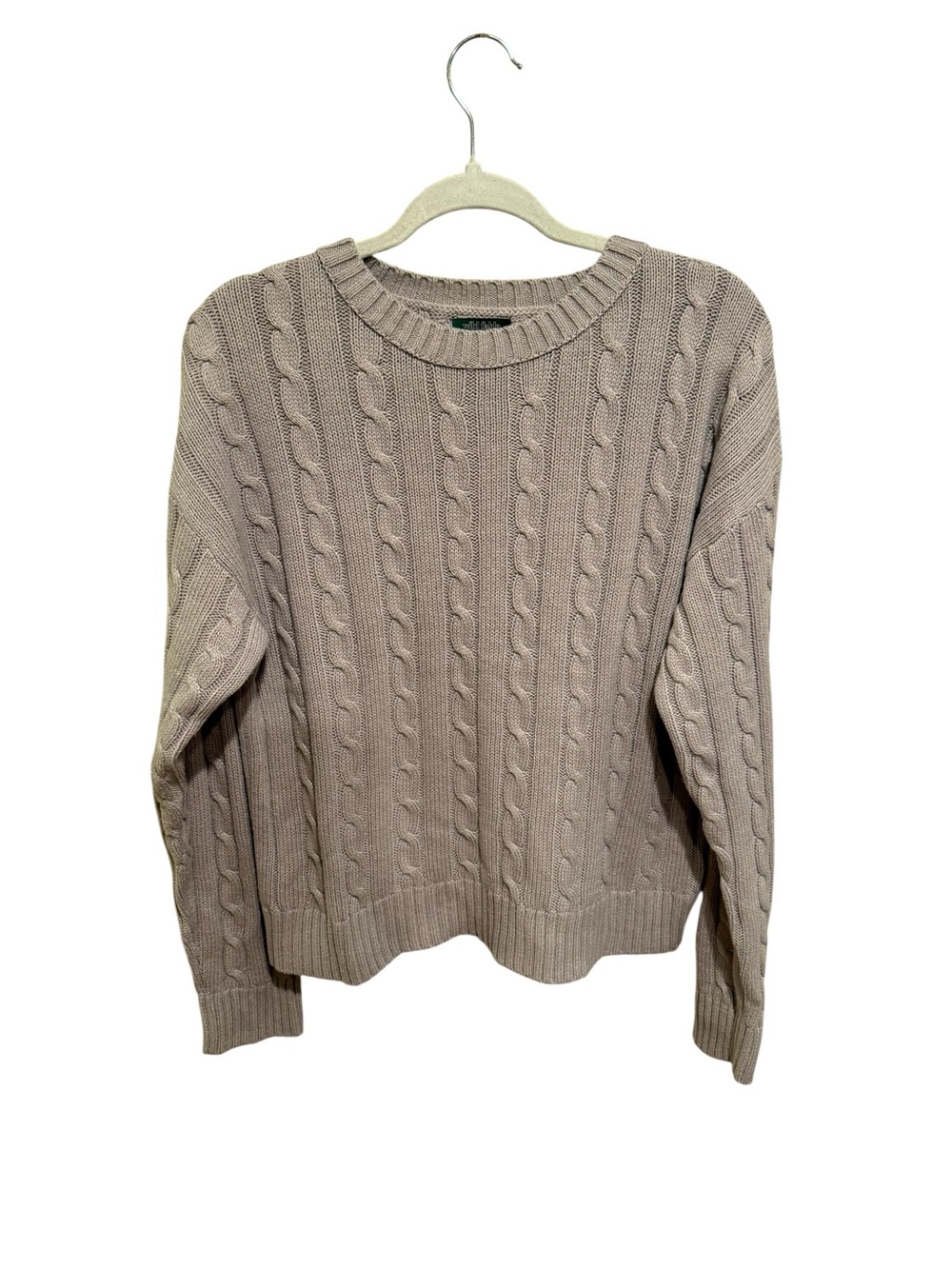 NWOT Wild Fable Taupe Cable-Knit Crewneck Sweater - Size Large